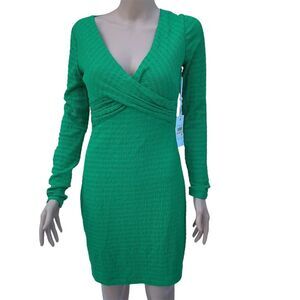 SIENA Women's Green Knit Bodycon Knee Length Dress Size 2 Party